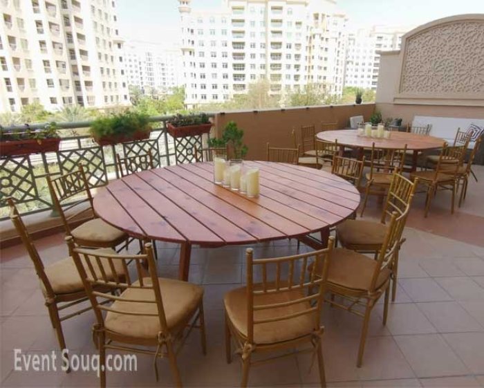 Rent Lozoya Round Wooden Dining Table for rental in Dubai.
