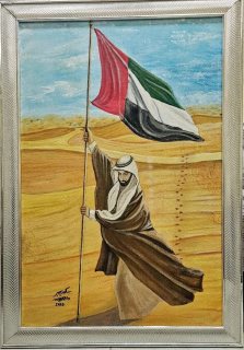 بيع لوحة فنية للشيخ زايد بن سلطان آل نهيان