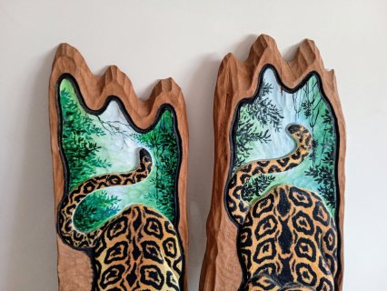 لوحتان فنيتان  من  خشب  السدر الأحمر للفنانة البرازيلية Siqueira  6