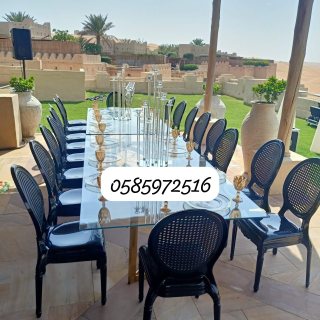 VIP Wooden Glass Tables And Chairs Rentals In Dubai.