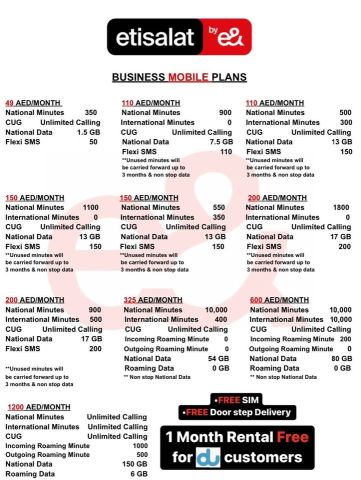 Business plans of etisalat for llc companies باقات  اتصالات للشرك 2