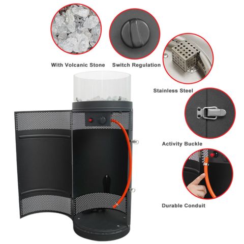 Round Fire Pit with Glass Wind Guard gas firepit patio heater  2