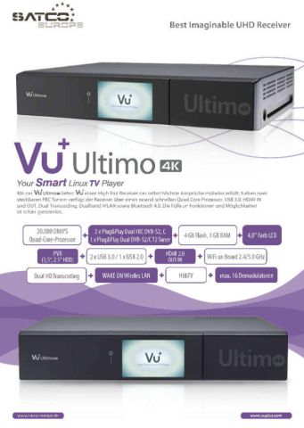 Vu+ Ultimo 4K - Satellite Receiver FBC UHD DVB-2x with PVR and En 2