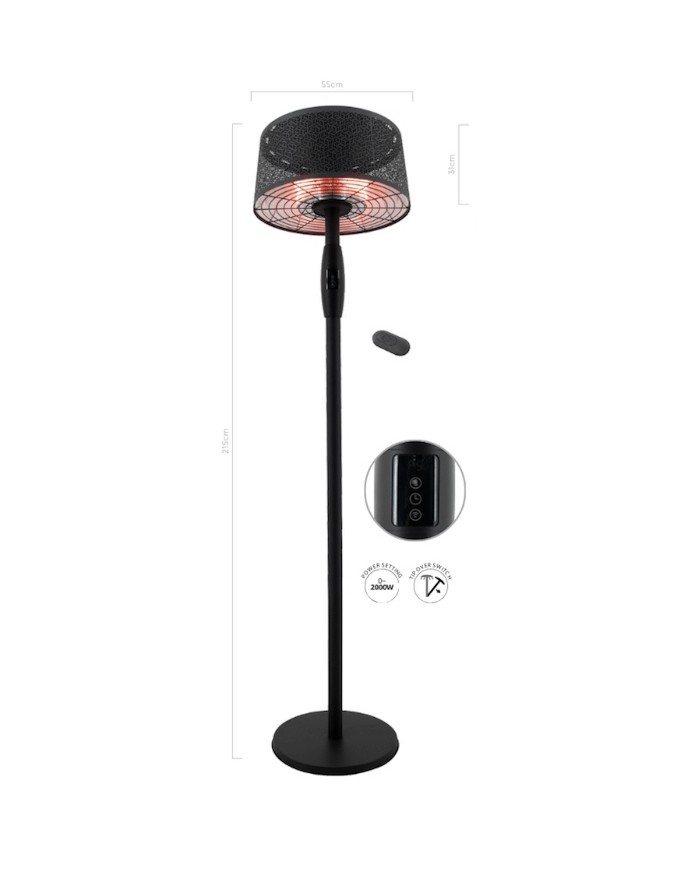 LED Electric Standing MESH Lamp Heater in Black