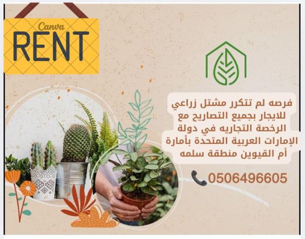 فرصة لم تتكرر مشتل زراعي للايجار 