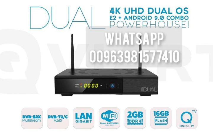 Qviart DUAL 4K UHD LINUX Enigma 2 + Android 9.0 DVB-S2X+T2/C H.26 2