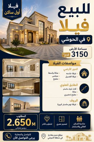 Villa For Sale in Al Hoshi