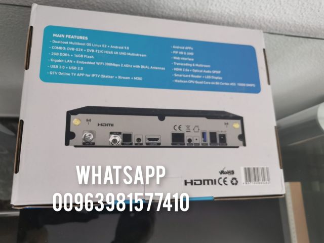 Qviart DUAL 4K UHD LINUX Enigma 2 + Android 9.0 DVB-S2X+T2/C H.26 2