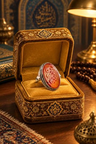 خاتم عقيق يمني طبيعي فاخر – فضة 925 بتصميم مميز
