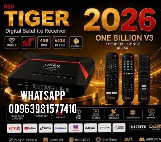 TIGER ONE BILLION V3 AI-SR 8K ANDROID OS 14 SATELLITE RECEIVER  2