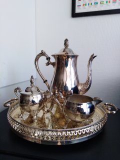 طقم قهوة/شاهي. مطلي فضه قديم.Vintage 4 piece silver plated tea set 2