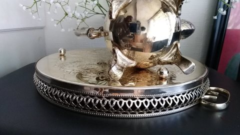 طقم قهوة/شاهي. مطلي فضه قديم.Vintage 4 piece silver plated tea set 6