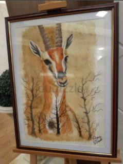 Gazelle canvas,  watercolor 